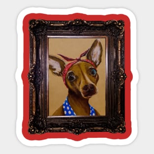 Hipster Chihuahua in Ornate Frame Sticker